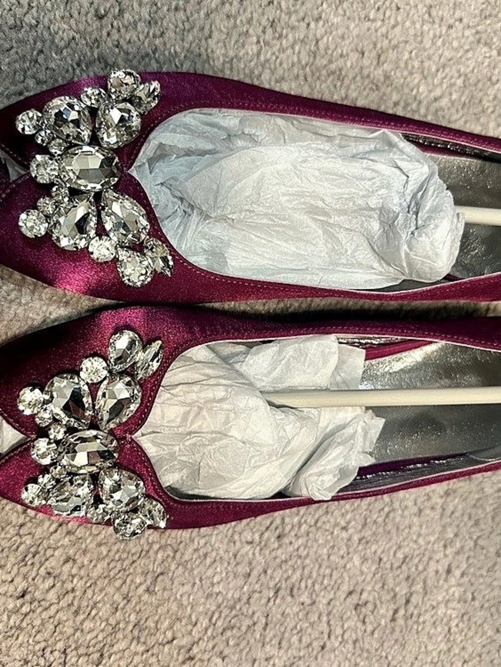 Jeweled Pointed-Toe Flats in Purple